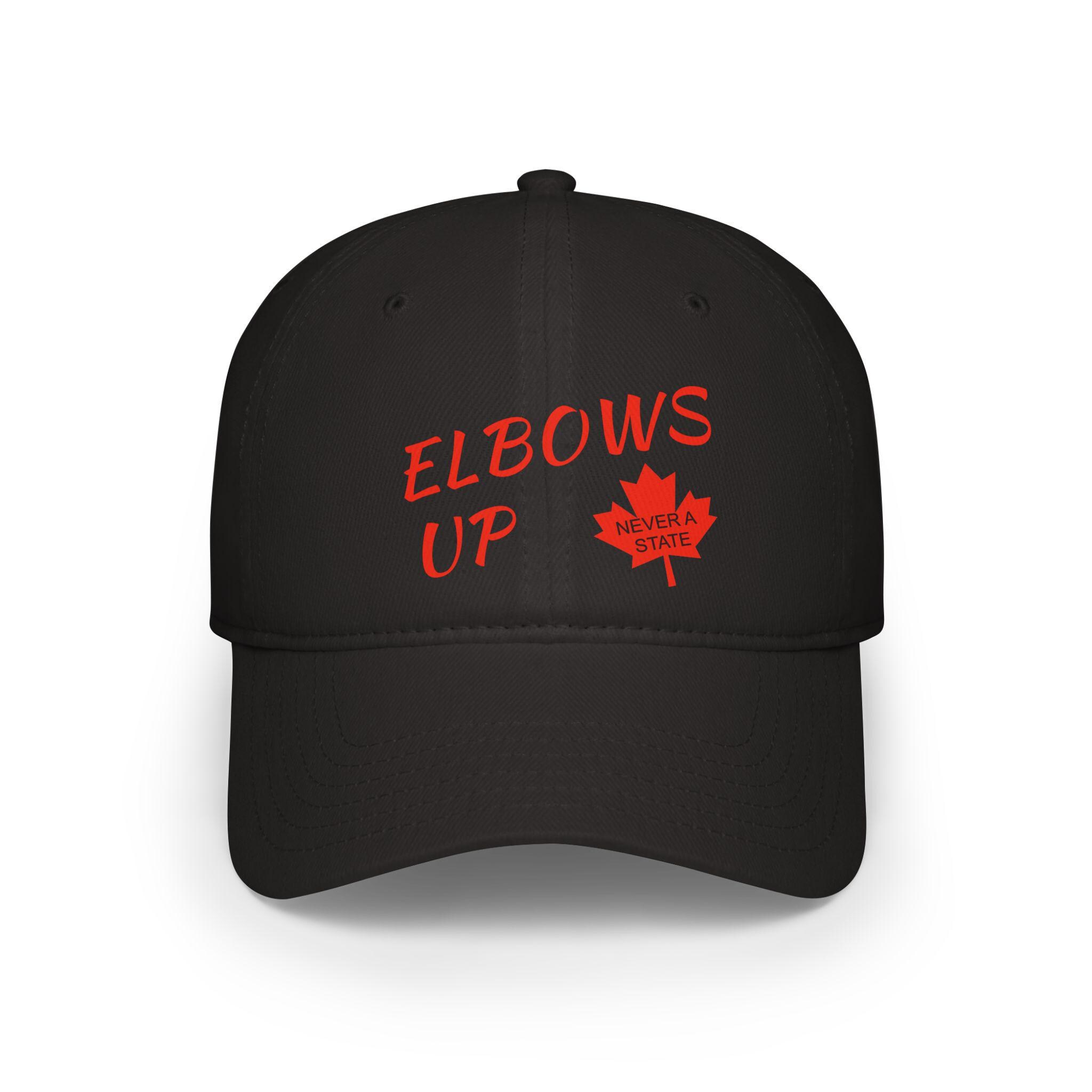 Elbows Up Baseball Cap, Canadian Pride Hat, Never a State, Hockey-Inspired Maple Leaf Design, Patriotic Canada Hat, Gift for Canadians