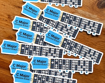 Ukulele C Major Scale Fretboard Glossy Sticker - 10 Stickers in the Set