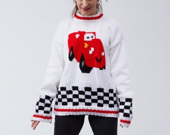 Cartoon Sweater Inspired Car Sweater Gift for him her for birthday gift