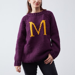 Handmade Personalized Sweater Replica Wool Pullover Christmas Monogram Jumper Letter Magic Gift for him her image 5