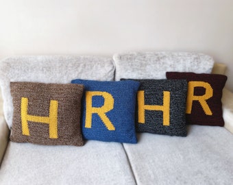 Monogram Weasley Pillow Cover Letter Magic Gift Handmade Custom Wool Crocchet Pillow Christmas for him her