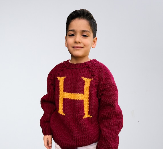 Handmade Personalized Kid Sweater Wool Pullover Christmas Monogram Baby Jumper Letter Magic Gift for girls and boys