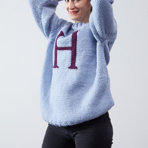 Monogramm-Weasley-Pullover, Buchstabe, magisches Geschenk, handgefertigter individueller Wollpullover, Pullover, Weihnachten für Sie und Ihn Bild 6