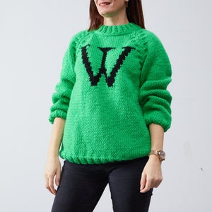 Handmade Personalized Sweater Replica Wool Pullover Christmas Monogram Jumper Letter Magic Gift for him her image 1