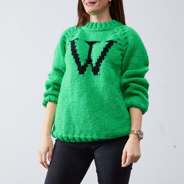 Handmade Personalized Sweater Replica Wool Pullover Christmas Monogram Jumper Letter Magic Gift for him her