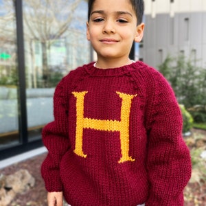 Handmade Personalized Kid Sweater Wool Pullover Christmas Monogram Baby Jumper Letter Magic Gift for girls and boys image 8