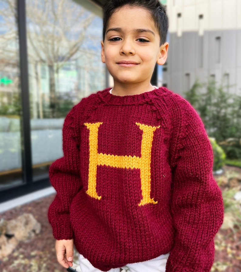Handmade Personalized Kid Sweater Wool Pullover Christmas Monogram Baby Jumper Letter Magic Gift for girls and boys image 8
