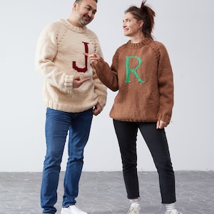 Handmade Personalized Sweater Replica Wool Pullover Christmas Monogram Jumper Letter Magic Gift for him her image 10
