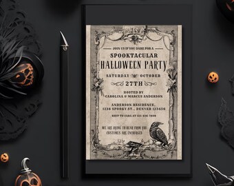 Halloween Party Invitation, Halloween Party, Halloween Birthday Invitation, Skull Halloween Party Invitation, Printable Halloween Invite V9