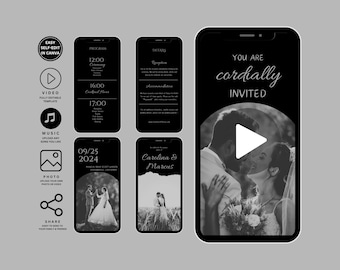 Wedding Video Invitation Template,Animated Wedding Invitation with RSVP,Details & Program,Add Your Own Photo and Music,Wedding Invitation V3
