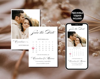 Save The Date Template, Wedding Invitation, Wedding Save The Date, Editable Template, Minimalist Invite Save the Date INSTANT DOWNLOAD V3