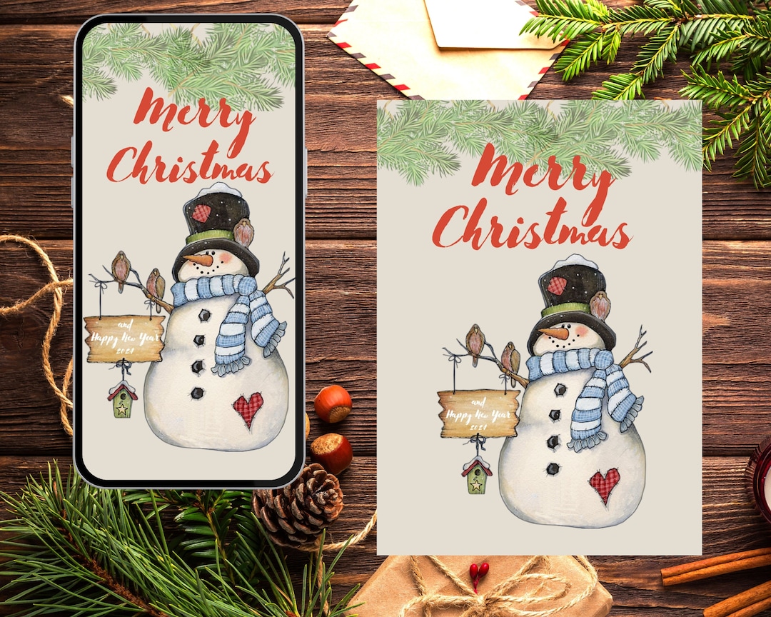 Merry Christmas Cards Printable Christmas Cards Digital - Etsy