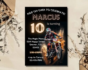 Printable Motocross Dirt Bike Party Birthday Invitation, Motocross Invite, Dirt Bike Invite, Dirt Bike Party Motorbike Party, Dirt Bike V2
