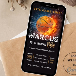 Basketball Digital Birthday Invitation, Basketball Party, Sports Invitation, Sports Party, Boys Girls Basketball Invite, Party Sports Theme
