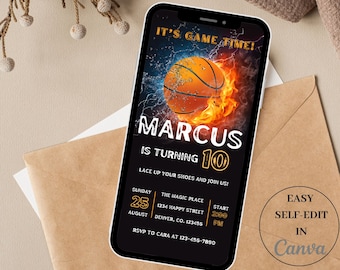 Basketball Digital Birthday Invitation, Basketball Party, Sports Invitation, Sports Party, Boys Girls Basketball Invite, Party Sports Theme