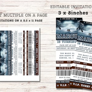 Hockey Ticket druckbare Einladung, Hockey-Geburtstags-Party Einladung, Hockey-Geburtstagsdekoration, bedruckbar, Sportticket-Stilparty