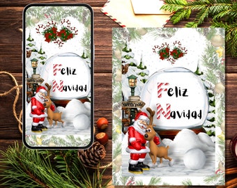 Feliz Navidad, Christmas Card, Merry Christmas DIGITAL Christmas Card, Floral Christmas Card, Christmas Card, Navidad Card, DIY Canva, V12