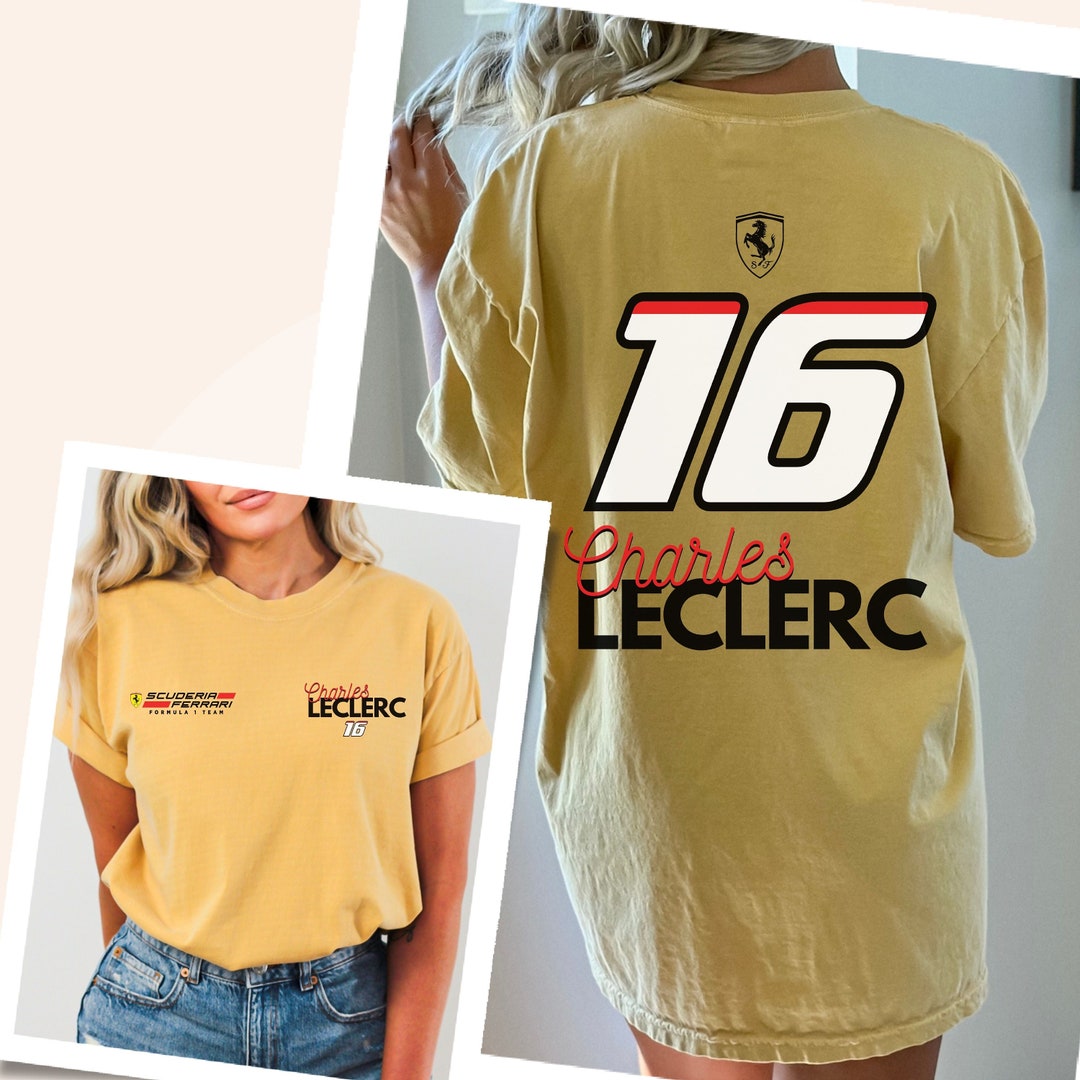 T-Shirt Uomo Charles Leclerc 16 Graphics – Maglietta Racing Nera, Unisex, Stampata In Cina - 3