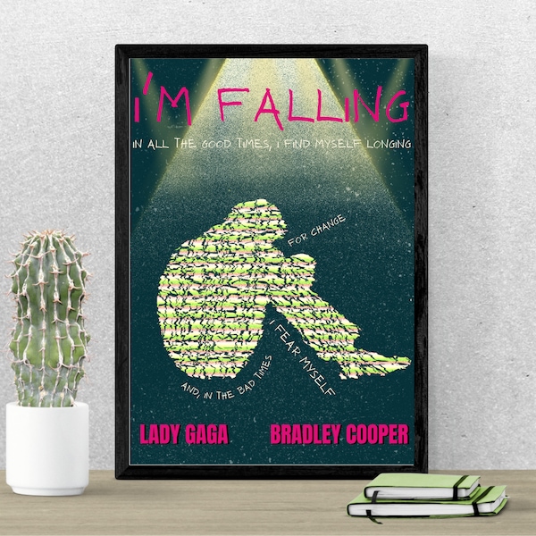 Shallow Music Poster, Lady Gaga Bradley Cooper Lyric Poster, Gift for Lady Gaga Fan, A Star is Born, Movie Soundtrack, I'm Off the Deep End