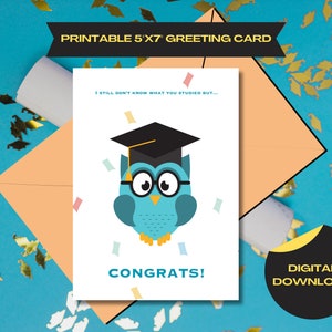 CONGRATS Afstudeerkaart &#39;Ik weet nog steeds niet wat je hebt gestudeerd, maar... GEFELICITEERD&#39; - Cadeau voor elke majoor, voor elk vakgebied - Grappige Grad Party Card