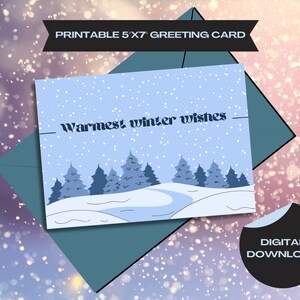 Felices fiestas, tarjeta de deseos de invierno más cálida, tarjeta de vacaciones de invierno, tarjeta de felicitación del bosque nevado, tarjeta universal de vacaciones de invierno, feliz año nuevo