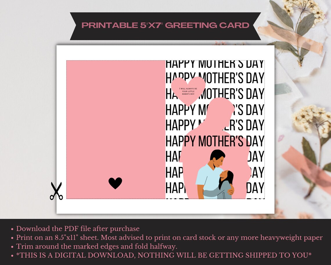 Happy Mother's Day Printable Card From Son to Mom - Sweet Digital Card 'I Will Always Be Your ...