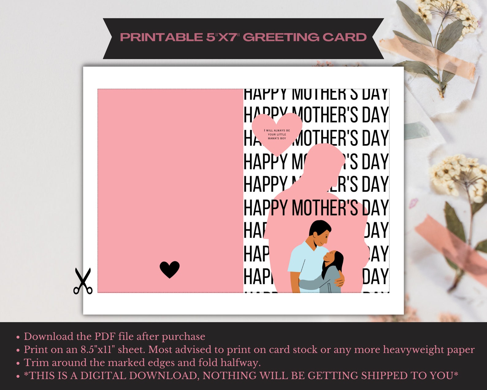 Happy Mother's Day Printable Card From Son to Mom - Sweet Digital Card ...