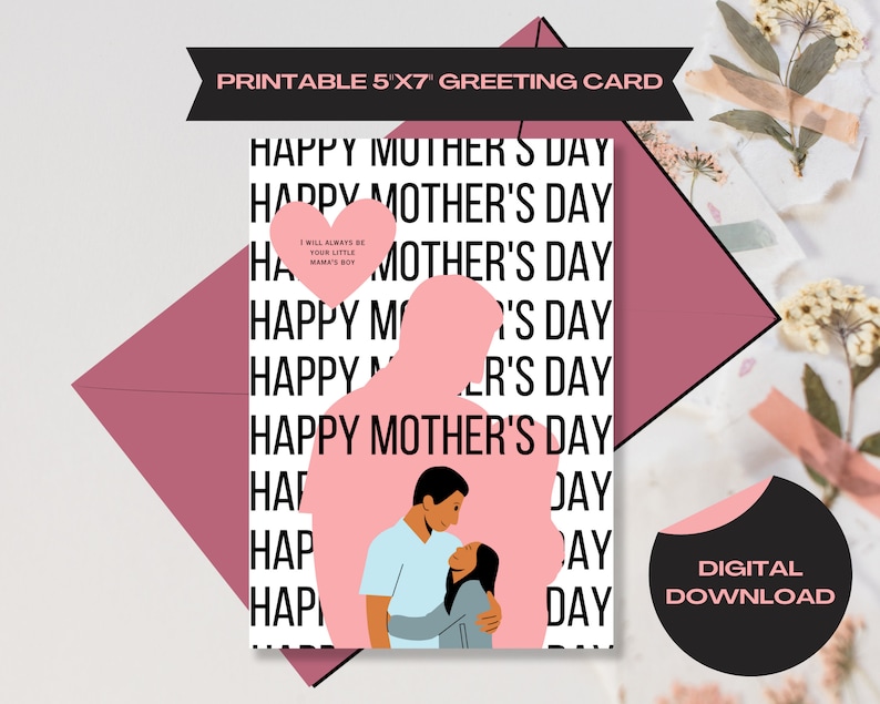 Happy Mother's Day Printable Card From Son to Mom - Sweet Digital Card ...