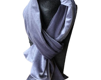 Silver Grey Velvet Scarf