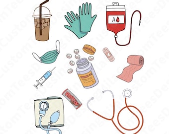 Nurse Png, Registered Nurse PNG, Hand Drawn Doodle Design, RN, Medical, Nursing, Minimalist PNG, Coquette Nurse, Stethoscope Png