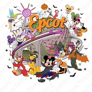 Epcot Halloween Characters Png, Mickey And Friends Halloween PNG, Disney Spooky Halloween PNG
