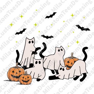 Black Cat Halloween Png, Ghost Cat Png, Halloween Png, Halloween Cat Shirt, Fall Png, Retro Halloween Png,Spooky Season Png,Funny Halloween