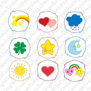 Christmas Bundle Svg, Christmas gift png, 9 Care Bears Belly Badges Digital Files, Cricut, Silhouette, PNG, Svg