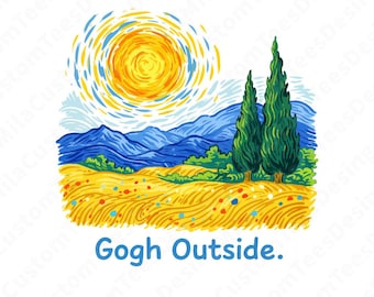 Gogh Outside Png, Van Gogh Starry Night Png, Aesthetic Art T-shirt Design