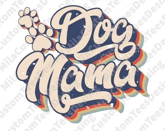 Retro Hund Mama PNG, trendiges Pfotenabdruck Sublimationsdesign (digitaler Download)