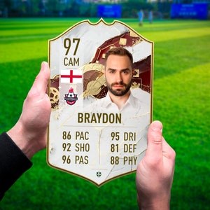 Tarjeta de fútbol personalizada, regalo de fútbol, tarjeta de fútbol azul para colgar en la pared, regalo para fanáticos del fútbol, tablero de plástico FutCard personalizado, regalo para hombres, papá e hijo