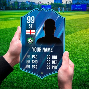 Personalisierte Fußballkarte, Fut Karte Legend Player Blue FootCard, Fußballfan Geschenk, Benutzerdefinierte Fußballkarte, Geschenk für Sohn Papa Freund Ihn