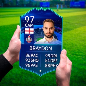 Tarjeta de fútbol personalizada, regalo de fútbol, regalo para fanáticos del fútbol, tablero de plástico con tarjeta de fútbol personalizada, regalo para él