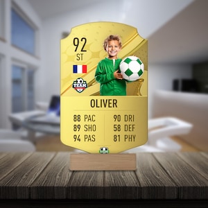 Aanpasbare voetbalkaart, gouden footcard voetballer, cadeau voetbalfan, aangepaste voetbalkaart, cadeau voor kind zoon vader vriendje hem, uv, liefde