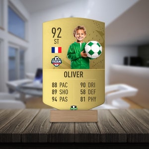 Carte de football personnalisée, FootCard or joueur de football, Cadeau de fan de football, Carte de football personnalisée, Cadeau pour enfant, fils, papa, petit ami de lui, UV, amour