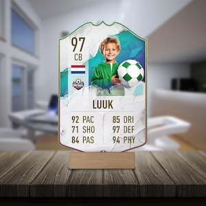 Cadeau pour fans de football, carte de football en or pour joueur de football, cadeau pour fan de football, carte de football personnalisée, cadeau pour enfant, fils, papa, petit ami, impression UV