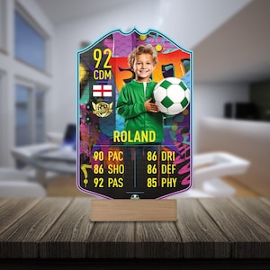 Cadeau football personnalisé, cadeau football, tenture murale pour fanatiques de football, carte en plastique personnalisée football, cadeau pour lui, FutCard