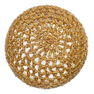 Hand-Crocheted Skull Cap Party Hat Gold Metallic zdjęcie 3