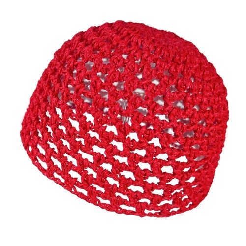 Gorro de calavera 100 % viscosa tejido a mano / SATÉN ROJO ORGULLOSO