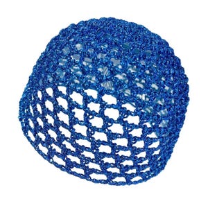 Cappello da festa con teschio fatto a mano all'uncinetto / BLU METALLIZZATO