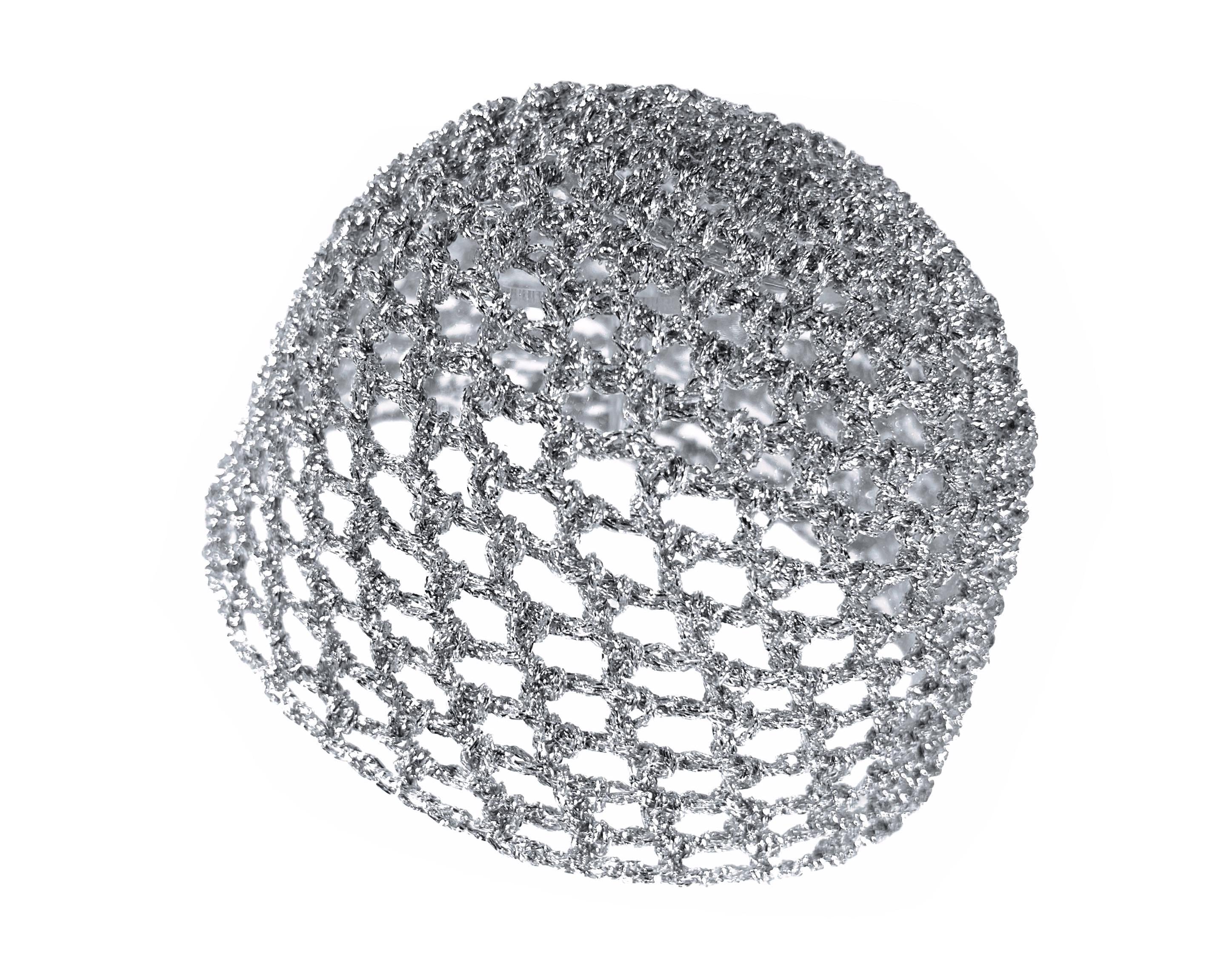 Hand-Crocheted Skull Cap Party Hat | SILVER METALLIC