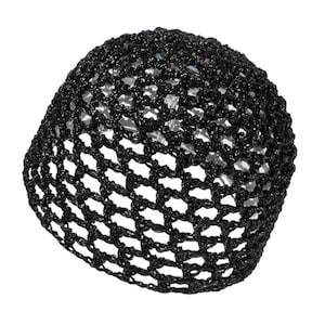 Hand-Crocheted Skull Cap Party Hat | BLACK METALLIC