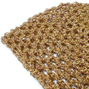 Hand-Crocheted Skull Cap Party Hat Gold Metallic zdjęcie 7