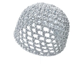 Hand-Crocheted Skull Cap Hat | Premium Metallic | VINTAGE SILVER