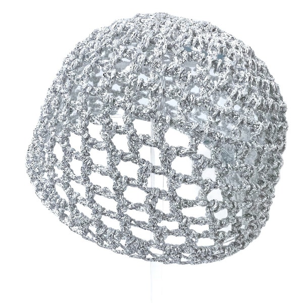 Hand-Crocheted Skull Cap Hat | Premium Metallic | VINTAGE SILVER